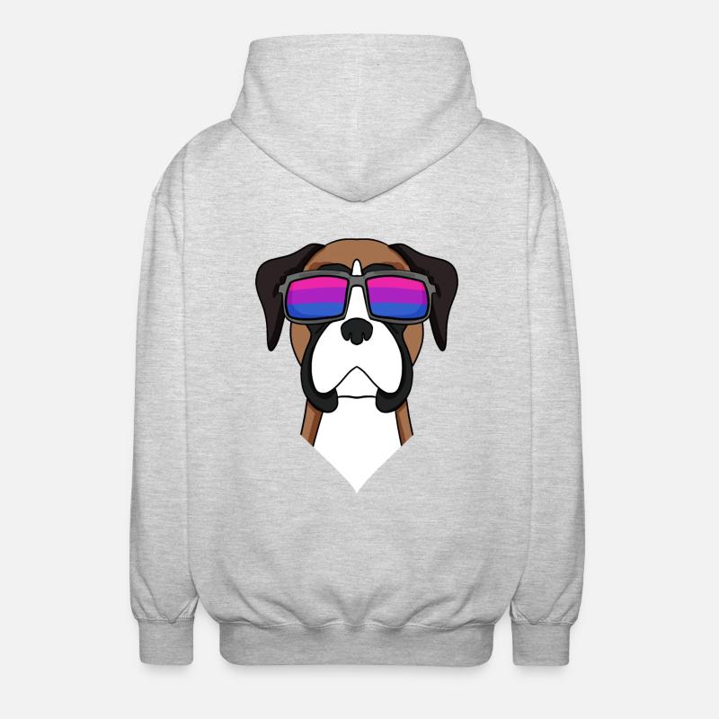 Bisexuell Deutscher Boxer Hund Geschenk - Unisex Kapuzenjacke - Hellgrau meliert