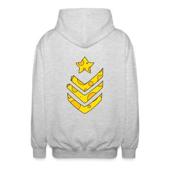Cheese Army Medal - Unisex Hooded Jacket - light heather grey - Back - AI Model Male 185 light (185cm)