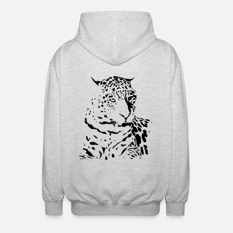 Idée cadeau cadeau noir léopard - Veste à capuche unisexe - gris clair chiné