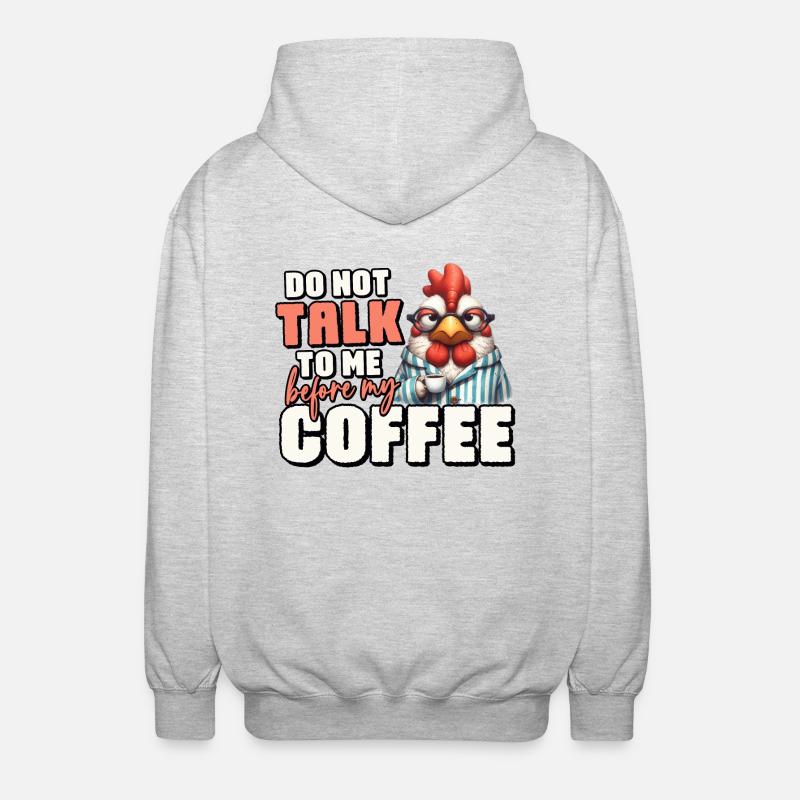 Grumpy rooster with coffee - Unisex Hooded Jacket - light heather grey
