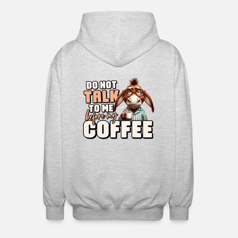 Grumpy donkey with coffee - Unisex Hooded Jacket - light heather grey