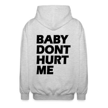 Baby dont hurt me - Unisex Hooded Jacket - light heather grey - Back - AI Model Male 185 light (185cm)