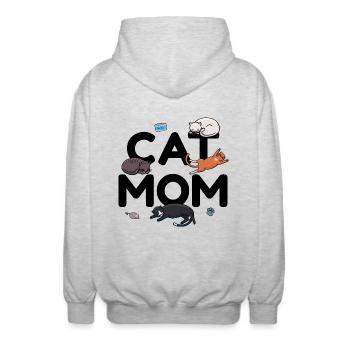 Cat Mom - Cat Cat Lady Mama Kitty Meow - Unisex Hooded Jacket - light heather grey - Back - AI Model Male 185 light (185cm)
