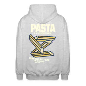 Repas délicieux de pâtes - Veste à capuche unisexe - gris clair chiné - Dos - AI Model Male 185 light (185cm)