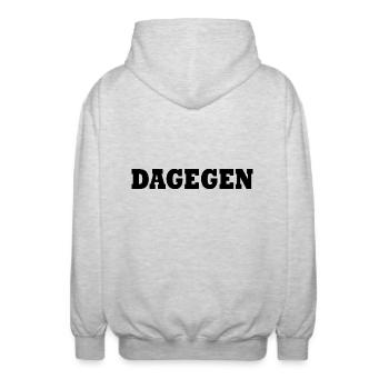Dagegen - Unisex Kapuzenjacke - Hellgrau meliert - Hinten - AI Model Male 185 light (185cm)