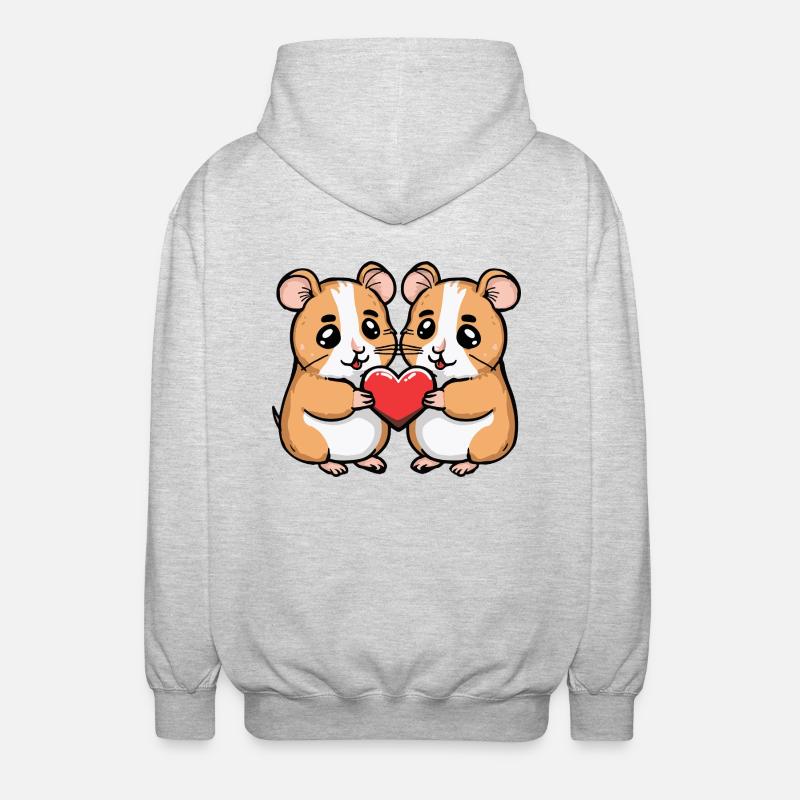 Hamster Couple Saint-Valentin - Veste à capuche unisexe - gris clair chiné