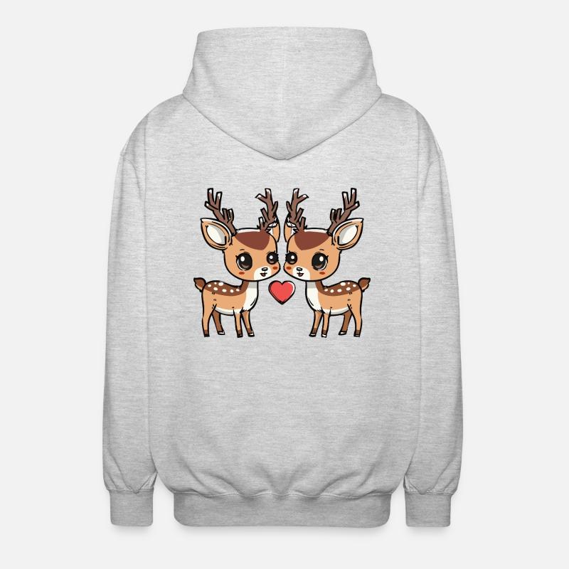 Couple de cerfs coeur - Veste à capuche unisexe - gris clair chiné