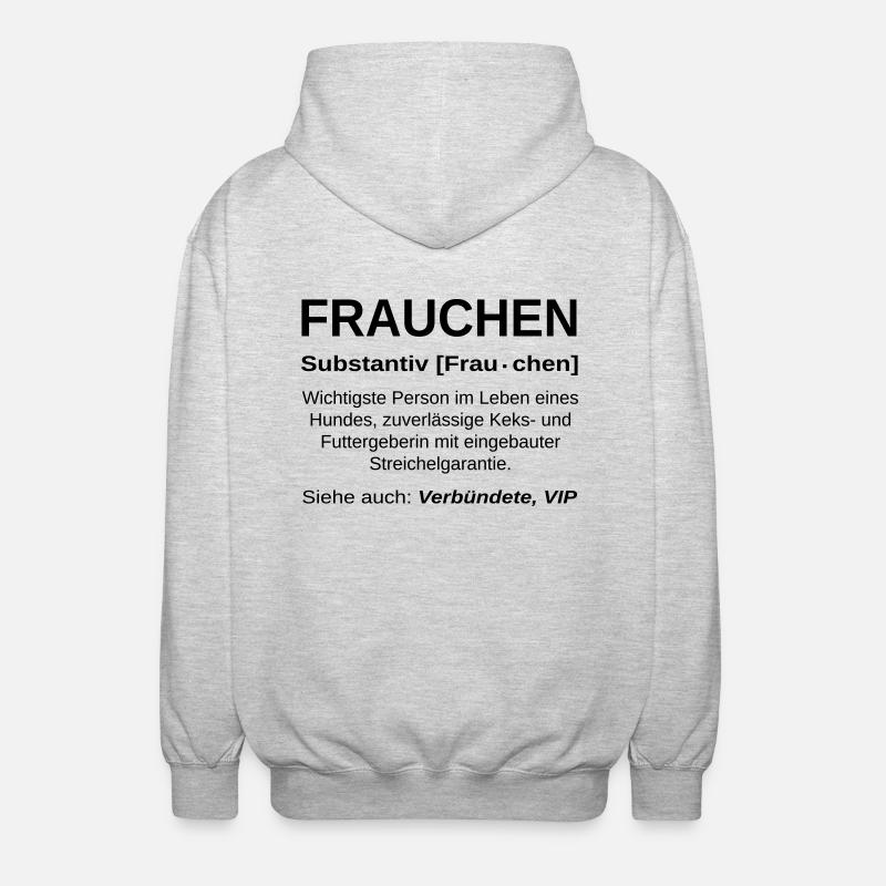 Frauchen Substantiv - Unisex Kapuzenjacke - Hellgrau meliert
