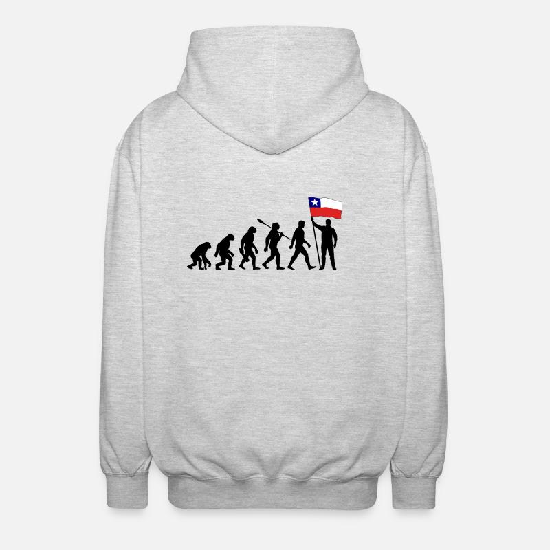 Chile - Evolution - Flagge - Nation - Unisex Kapuzenjacke - Hellgrau meliert