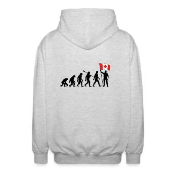 Kanada - Evolution - Flagge - Nation - Unisex Kapuzenjacke - Hellgrau meliert - Hinten - AI Model Male 185 light (185cm)