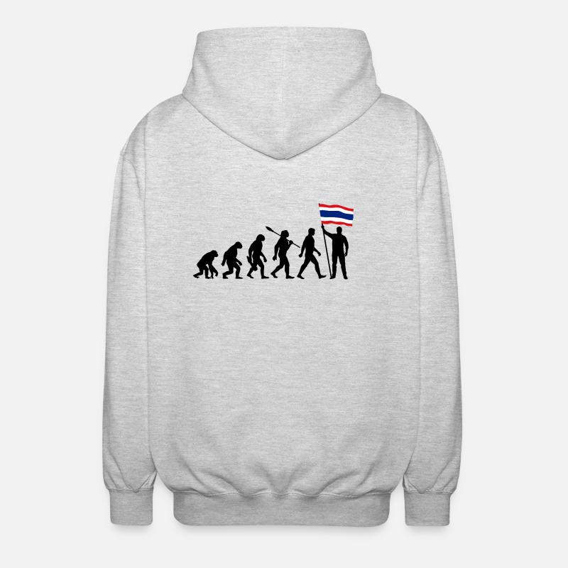 Thaïlande - Evolution - Drapeau - Nation - Veste à capuche unisexe - gris clair chiné