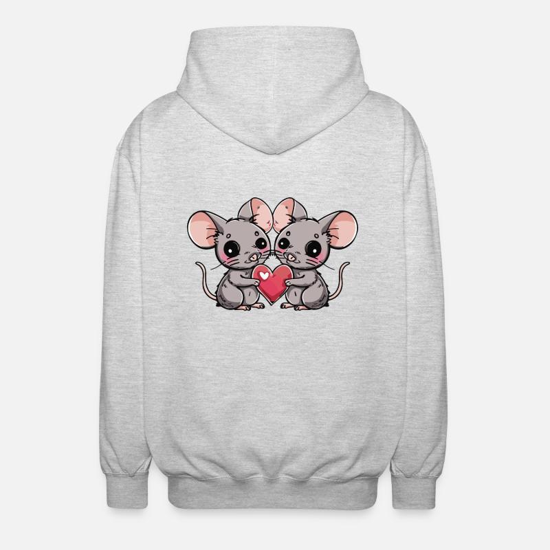 Maus Paar Herz - Unisex Kapuzenjacke - Hellgrau meliert