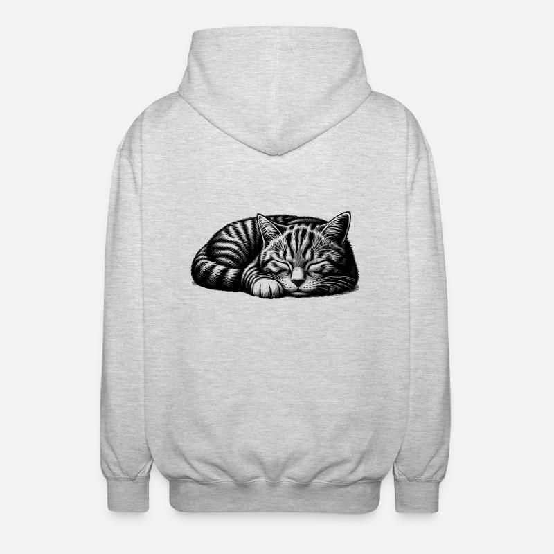Süßes schlafendes Kätzchen - Unisex Kapuzenjacke - Hellgrau meliert