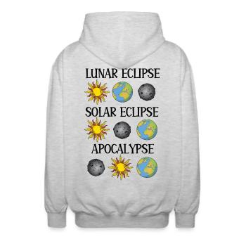 Mondfinsternis Sonnenfinsternis Apokalypse - Unisex Kapuzenjacke - Hellgrau meliert - Hinten - AI Model Male 185 light (185cm)