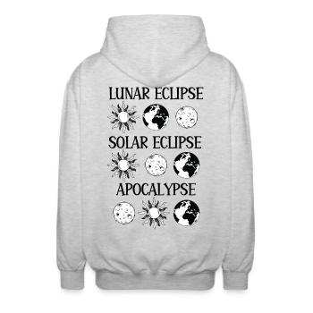 Mondfinsternis Sonnenfinsternis Apokalypse - Unisex Kapuzenjacke - Hellgrau meliert - Hinten - AI Model Male 185 light (185cm)