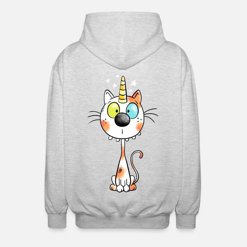 Mignon chat comique - Veste à capuche unisexe - gris clair chiné