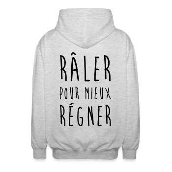 Raler pour mieux regner - Veste à capuche unisexe - gris clair chiné - Dos - AI Model Male 185 light (185cm)