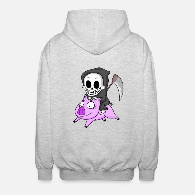 Sensenmann Schwein - Unisex Kapuzenjacke - Hellgrau meliert