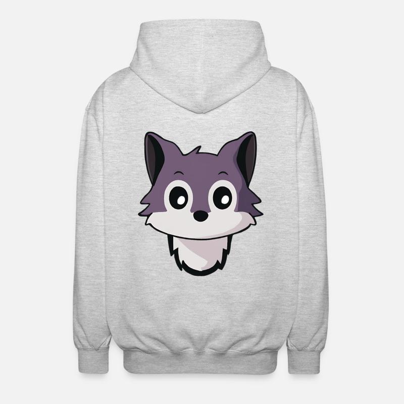 Dog Wolf Husky Head Design - Unisex Hooded Jacket - light heather grey