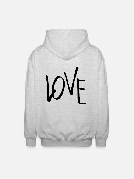 Liebe Schriftzug Welle - Unisex Kapuzenjacke - Hellgrau meliert