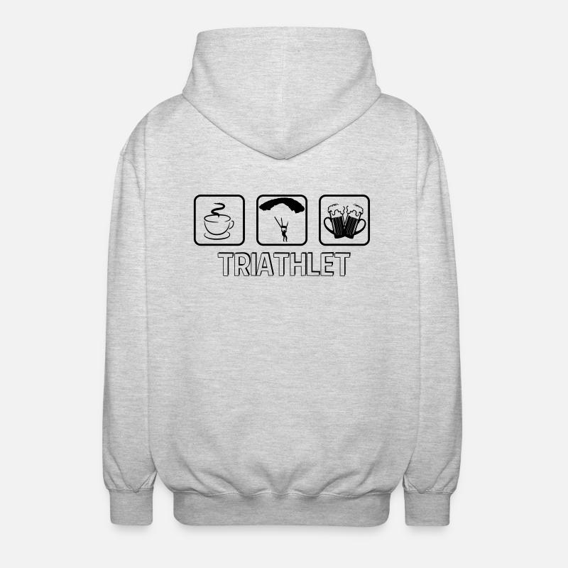 Triathlet Paragliding - Unisex Kapuzenjacke - Hellgrau meliert