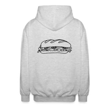 Sandwich pain offert cadeau idée cadeau - Veste à capuche unisexe - gris clair chiné - Dos - AI Model Male 185 light (185cm)