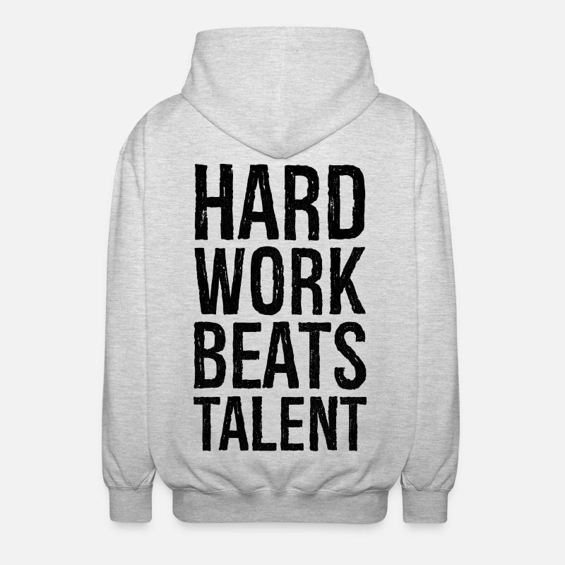 hard work beats talent - Unisex Kapuzenjacke - Hellgrau meliert