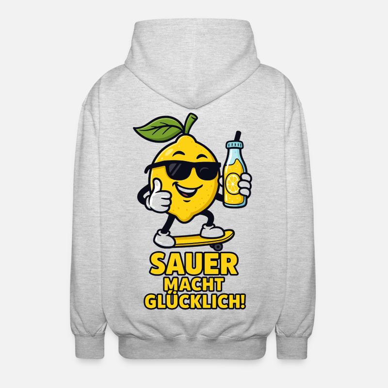 Lemon skateboard sour vous rend heureux - Veste à capuche unisexe - gris clair chiné