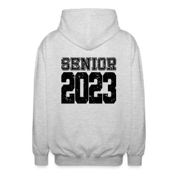 Senior 2023 Distressed Graduated Graduation Gift - Unisex Hooded Jacket - light heather grey - Back - AI Model Male 185 light (185cm)