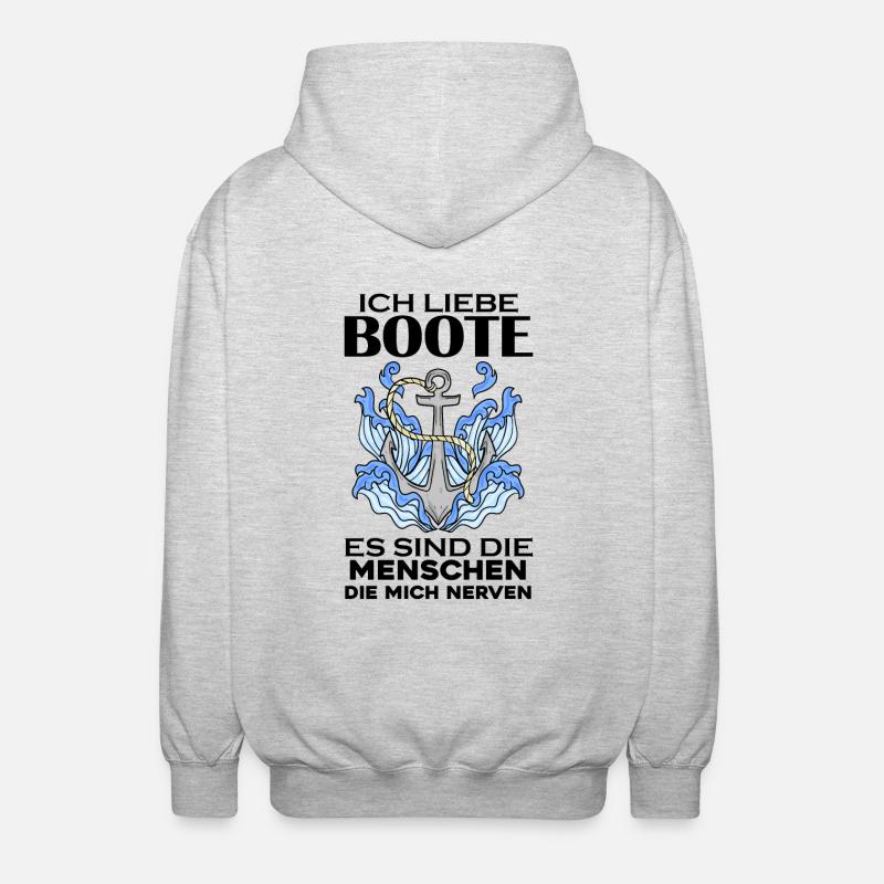 Boote Motorboot Boot - Unisex Kapuzenjacke - Hellgrau meliert