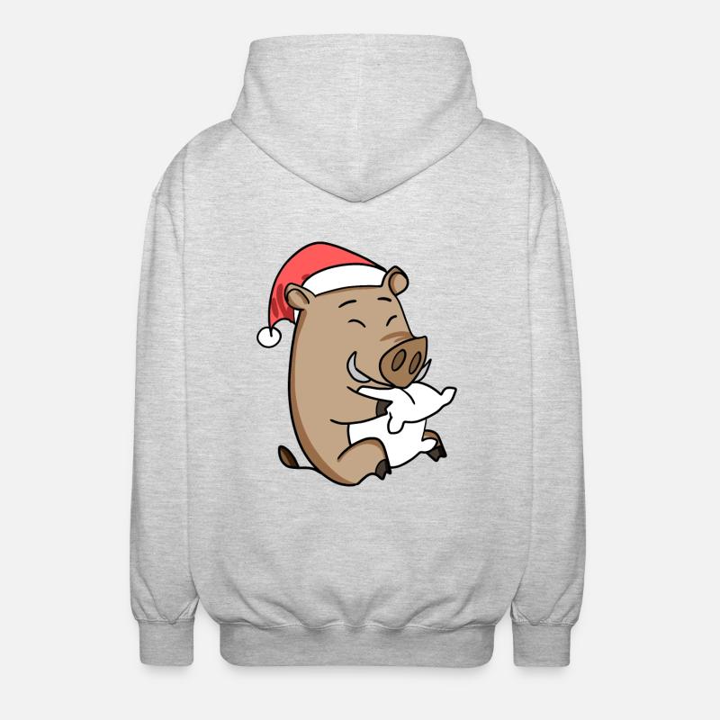 Sanglier Cochon de Noël - Veste à capuche unisexe - gris clair chiné