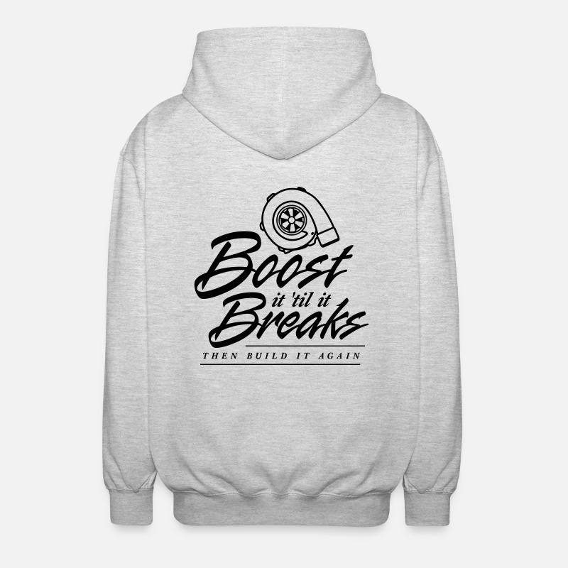 Boost es bis es bricht - Unisex Kapuzenjacke - Hellgrau meliert