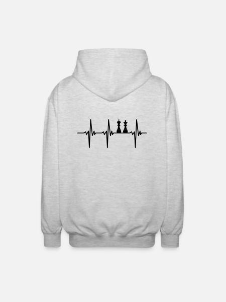 Heartbeat for chess players - Unisex Hooded Jacket - light heather grey