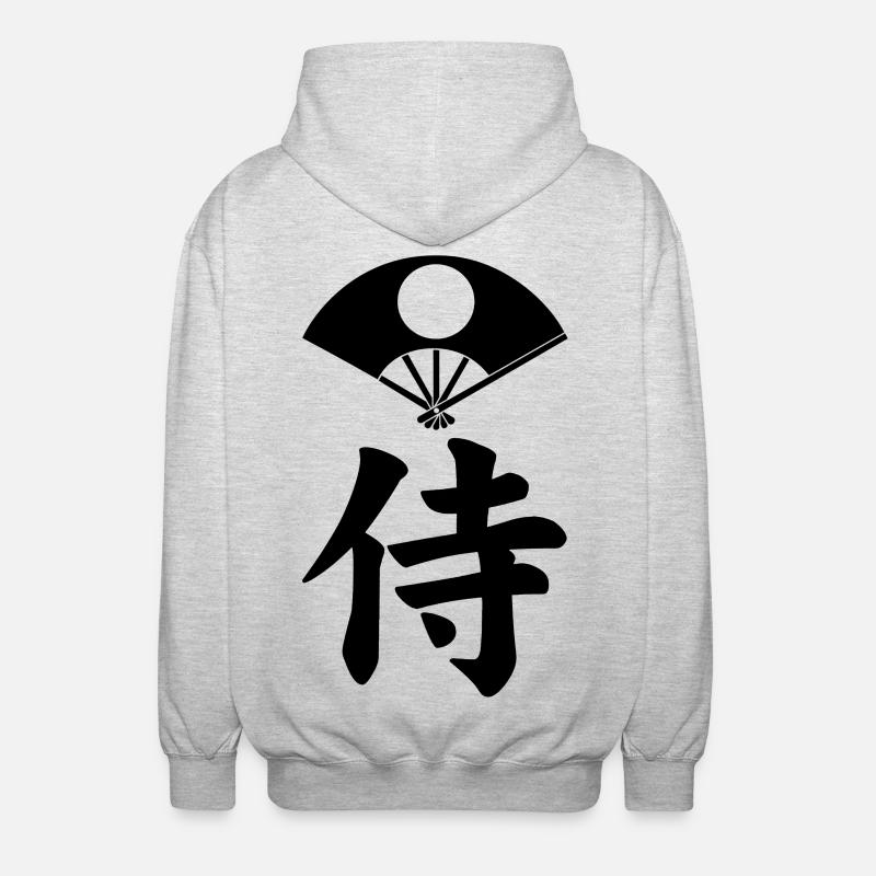 Emblème samouraï du clan Satake (noir) - Veste à capuche unisexe - gris clair chiné