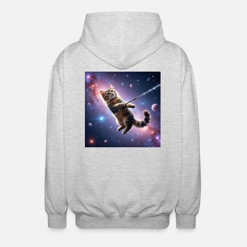 Chat dans l’espace - Veste à capuche unisexe - gris clair chiné