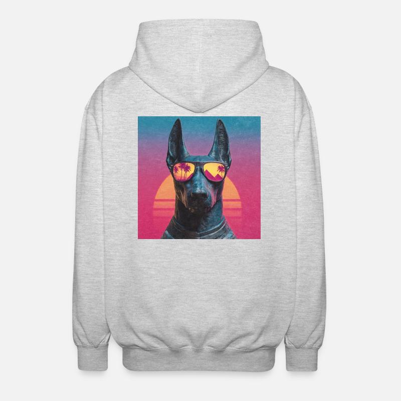 Anubis Synthwave - God on Vacation - Unisex Hooded Jacket - light heather grey