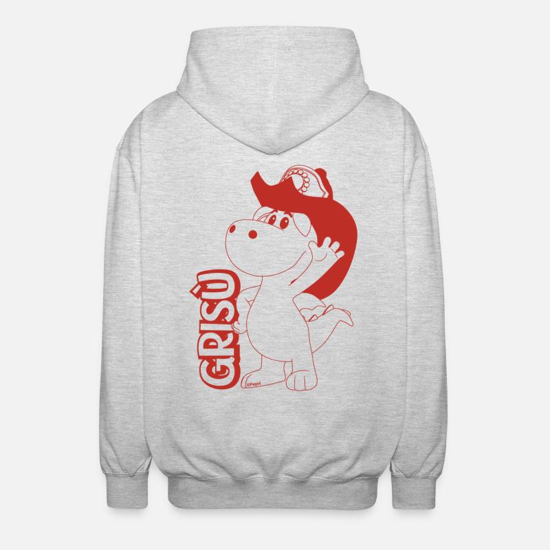 Grisù Il Piccolo Drago Con Casco E Logo Pompiere - Felpa unisex con cappuccio - grigio chiaro melange