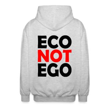 Eco not ego - Unisex Hooded Jacket - light heather grey - Back - AI Model Male 185 light (185cm)