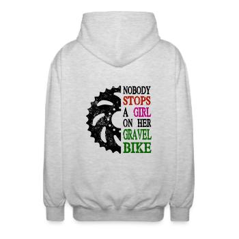 Fille de vélo de gravier - Veste à capuche unisexe - gris clair chiné - Dos - AI Model Male 185 light (185cm)