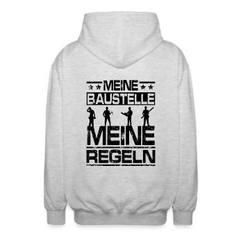 Meine Baustelle - Unisex Kapuzenjacke - Hellgrau meliert - Hinten - AI Model Male 185 light (185cm)