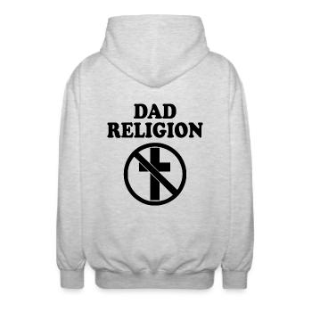 Dad religion - Veste à capuche unisexe - gris clair chiné - Dos - AI Model Male 185 light (185cm)