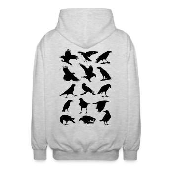 Corbeaux, corbeaux, oiseaux, corbeaux, corvus, corbeau aux choux - Veste à capuche unisexe - gris clair chiné - Dos - AI Model Male 185 light (185cm)