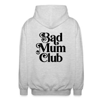 Bad Mum Club - Unisex Hooded Jacket - light heather grey - Back - AI Model Male 185 light (185cm)