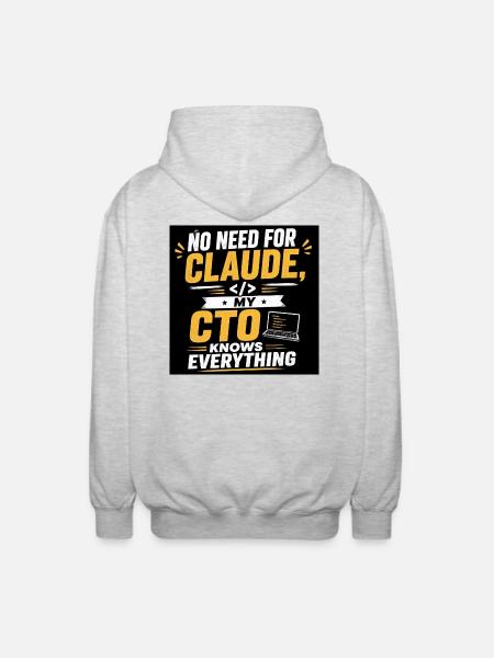 Claude und CTO in Begleitung - Unisex Kapuzenjacke - Hellgrau meliert