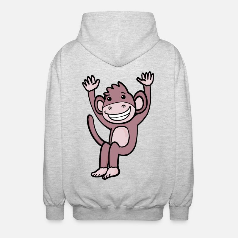 süßer lachender Affe - Unisex Kapuzenjacke - Hellgrau meliert