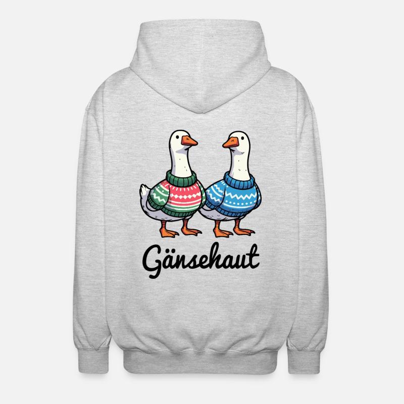 Gänsehaut - Gänse mit Strickpullovern - Unisex Kapuzenjacke - Hellgrau meliert