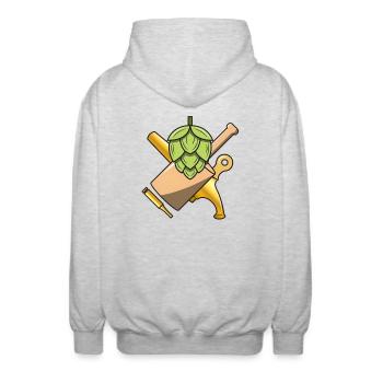 Hopfen - Bierliebe - Unisex Kapuzenjacke - Hellgrau meliert - Hinten - AI Model Male 185 light (185cm)