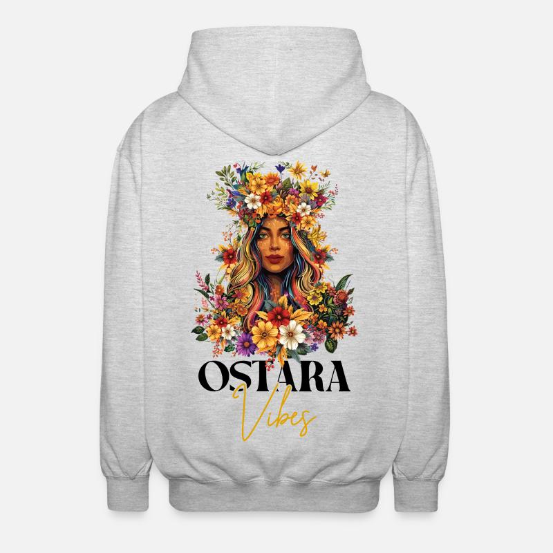 Ostara Vibes Joyeux Pas Déesse Ostara - Veste à capuche unisexe - gris clair chiné