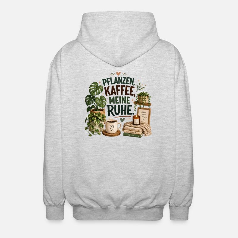 Plants - Coffee - Tranquility - Unisex Hooded Jacket - light heather grey