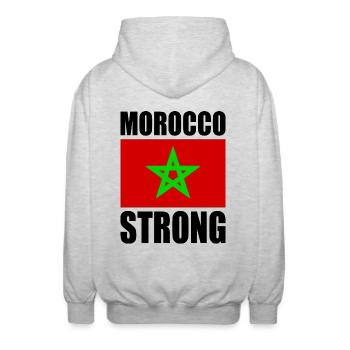 Morocco strong - Unisex Kapuzenjacke - Hellgrau meliert - Hinten - AI Model Male 185 light (185cm)